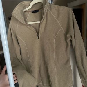 Lands End Tan Fuzzy Quarter Zip Sweatshirt Size Small